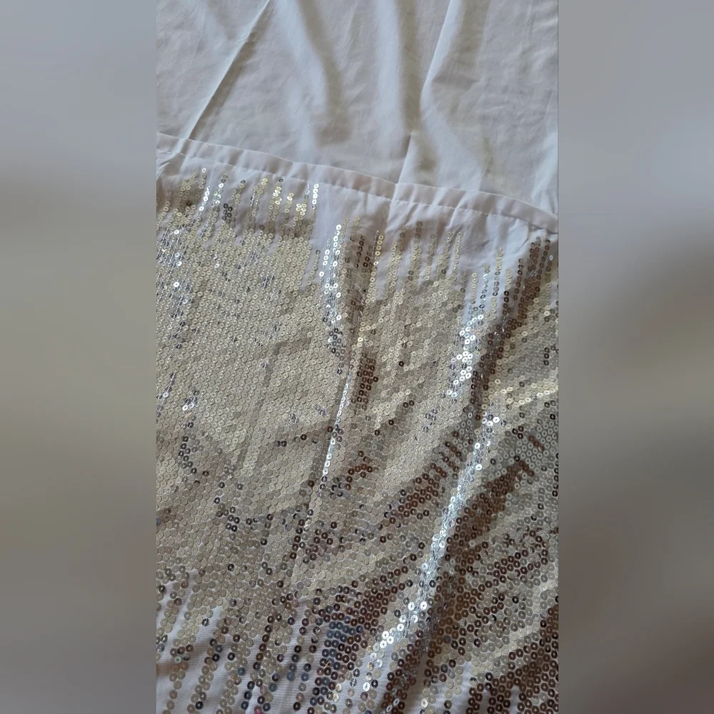 Luxurious White and Silver Sequin Shower Curtain